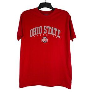 Ohio State Buckeyes Champion Red T-Shirt Large L Embroidered Logo Cotton Team
